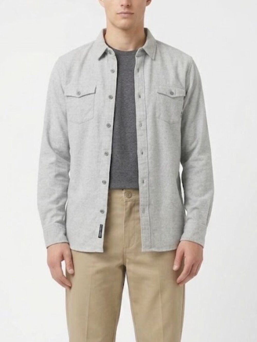 Vans Gray Button Down Flannel Shirt Dual Pocket Long Sleeve Size L